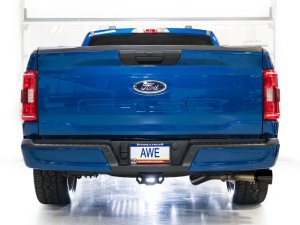Ford F150 Performance Exhaust - Dual Side Exit - AWE Tuning - Cat Back with 4.5in Tips, 180 Technology® - Diamond Black - `21-`25 Ford F150 Performance Exhaust - Dual Side Exit - AWE Tuning - Cat Back with 4.5in Tips, 180 Technology® - Diamond Black - `21-`25